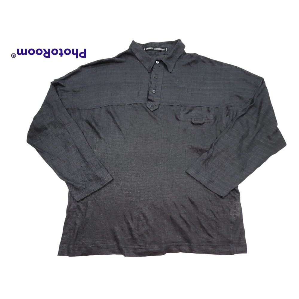 Umberto Ginocchietti Italy Mens 100% Linen Knit Sweater Collared Size 50 Gray